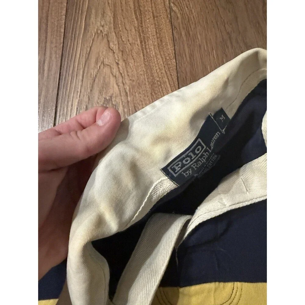 Vintage Kanye Polo Ralph Lauren Rugby Long Sleeve Striped Shirt Mens M (READ!)